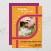 Groovy, modern retro bruiloft uitnodiging ontwerp (Voorkant / Achterkant)