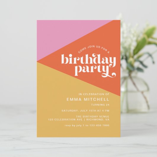 Groovy Modern Retro Leuk Kleurrijk Elke leeftijd V Kaart (Staand voorkant)