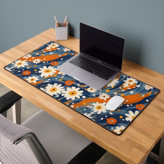 Groovy Modern Waterverf Daisy Pattern Bureaumat (Kantoor 2)
