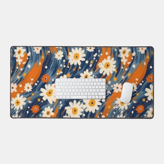 Groovy Modern Waterverf Daisy Pattern Bureaumat (Keyboard & Muis)