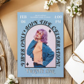 Groovy Moderne Retro Boog Foto Verjaardagsfeest Kaart