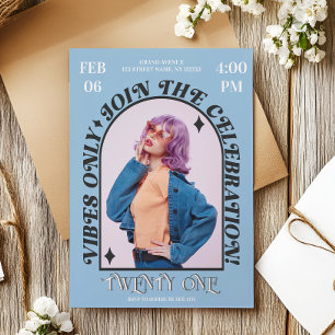 Groovy Moderne Retro Boog Foto Verjaardagsfeest Kaart