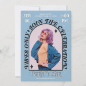 Groovy Moderne Retro Boog Foto Verjaardagsfeest Kaart (Voorkant)