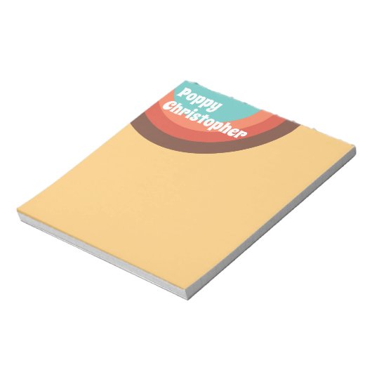 Groovy Moderne Retro Kleurrijke Curves Gepersonali Notitieblok (Linkerzijde)