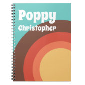 Groovy Moderne Retro Kleurrijke Curves Gepersonali Notitieboek (Voorkant)