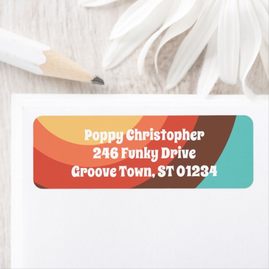 Groovy Moderne Retro Kleurrijke Curves Vet Vriende Etiket (Insitu)