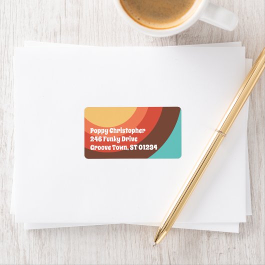 Groovy Moderne Retro Kleurrijke Curves Vet Vriende Etiket (Insitu)