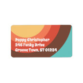 Groovy Moderne Retro Kleurrijke Curves Vet Vriende Etiket (Voorkant)