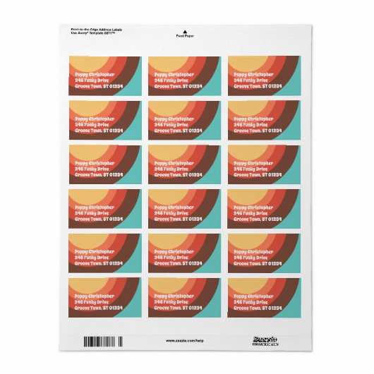 Groovy Moderne Retro Kleurrijke Curves Vet Vriende Etiket (Full Sheet)