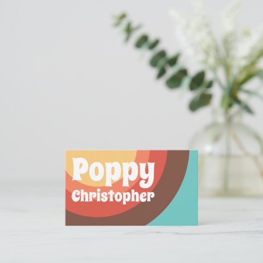 Groovy Moderne Retro Kleurrijke Curves Vet Vriende Visitekaartje (Staand voorkant)