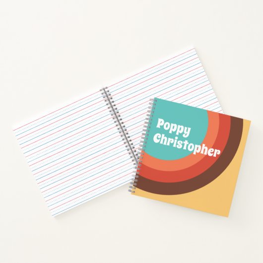 Groovy moderne retro vet curves gepersonaliseerd notitieboek (Binnen)