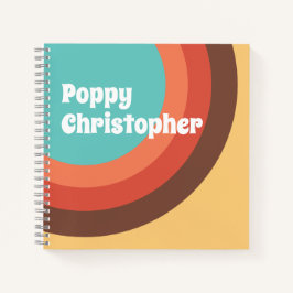 Groovy moderne retro vet curves gepersonaliseerd notitieboek