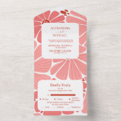 Groovy moderne roze madeliefje bruiloft all in one uitnodiging (Binnen)