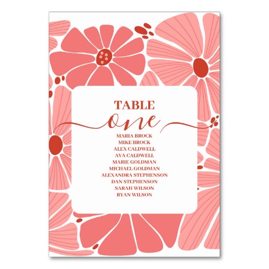 Groovy moderne roze madeliefje bruiloft kaart (Voorkant)