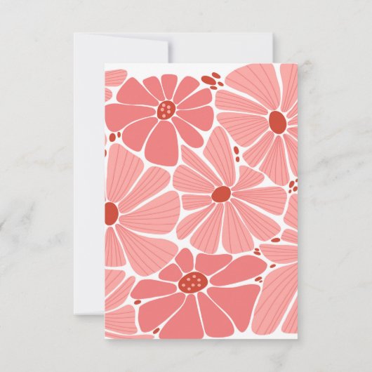 Groovy moderne roze madeliefje bruiloft RSVP kaartje (Achterkant)