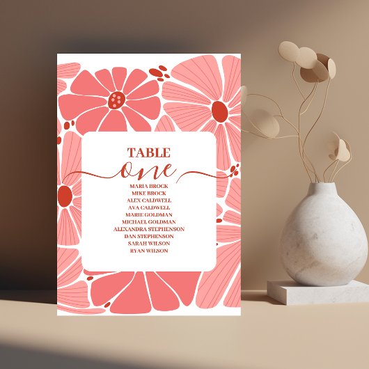 Groovy moderne roze madeliefjes bruiloft kaart