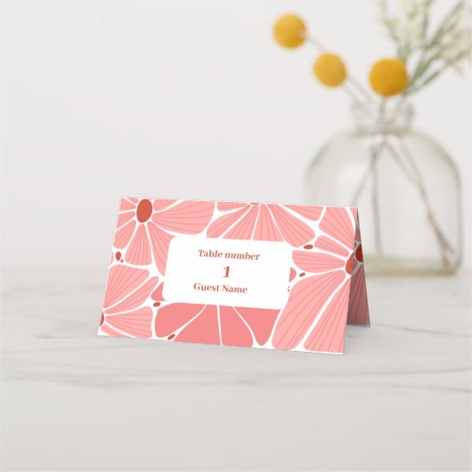 Groovy moderne roze madeliefjes bruiloft plaatskaartje (Voorkant)