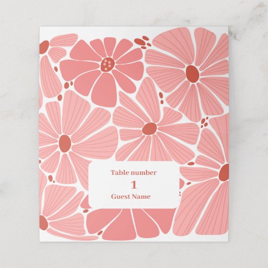 Groovy moderne roze margriet bruiloft plaatskaartje (Buitenkant ongevouwen)