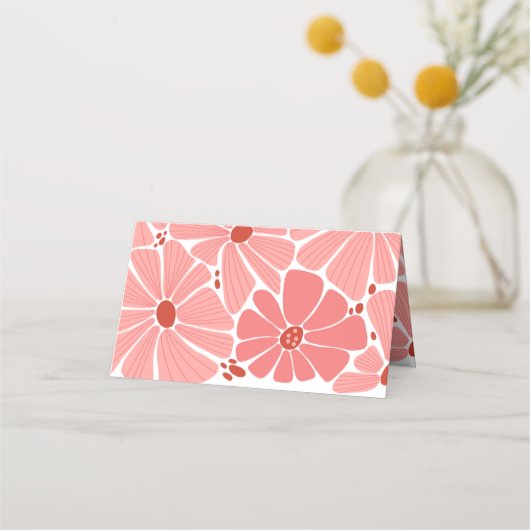 Groovy moderne roze margriet bruiloft plaatskaartje (Achterkant)