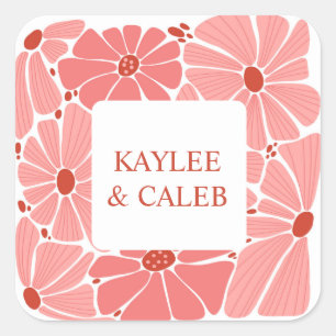 Groovy moderne roze margriet vierkante sticker