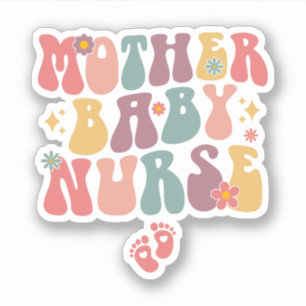 Groovy Moeder Baby Verpleegkundige, Postpartum Ver Sticker