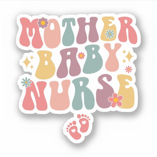 Groovy Moeder Baby Verpleegkundige, Postpartum Ver Sticker (Voorkant)