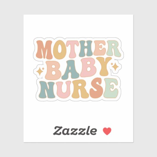 Groovy Moeder Baby Zuster Gift, Postpartum Zurse Sticker (Vel)