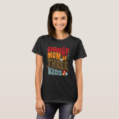 Groovy Moeder Van Drie Kinder Retro Wavy 70s Mo T-shirt (Voorkant volledig)