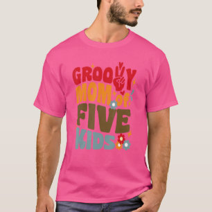 Groovy Moeder Van Vijf Kinder Retro Wavy 70s Mot T-shirt