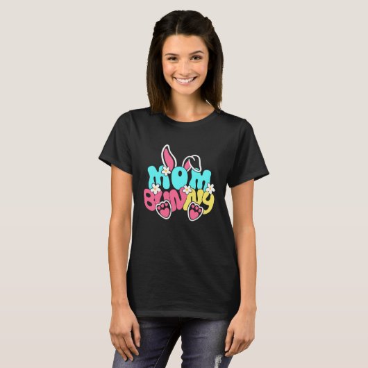Groovy Mom Bunny  Happy Easter Mother's Day 2023 T-shirt (Voorkant volledig)