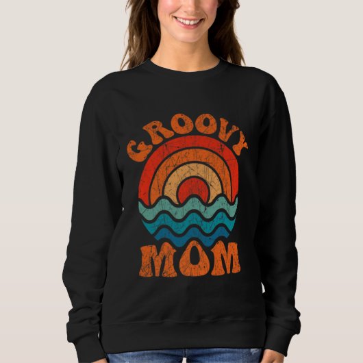 Groovy Mom Retro 70s Aesthetic Nostalgia Mothers D Trui (Voorkant)
