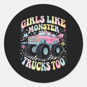 Groovy Monster Truck Verjaardag Meisjes zoals Mons Ronde Sticker