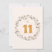 Groovy Mosterd Bloemen Trouwtafel Nummers Bedankkaart (Voorkant)