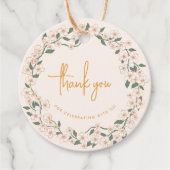 Groovy Mosterd Floral Wedding Bedankjes Labels (Voorkant)