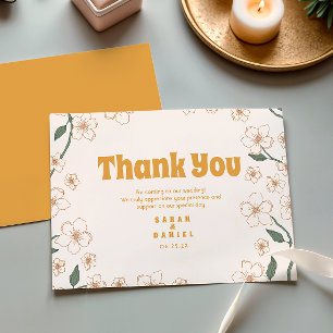 Groovy Mosterd Floral Wedding Bedankkaart