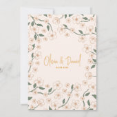 Groovy Mosterd Floral Wedding Kaart (Achterkant)