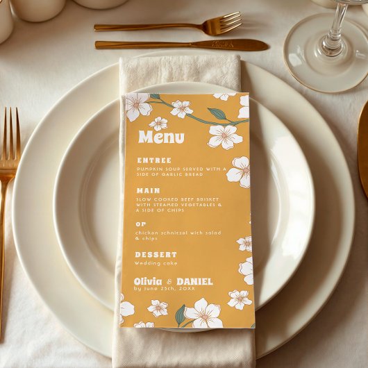 Groovy Mosterd Floral Wedding Menu