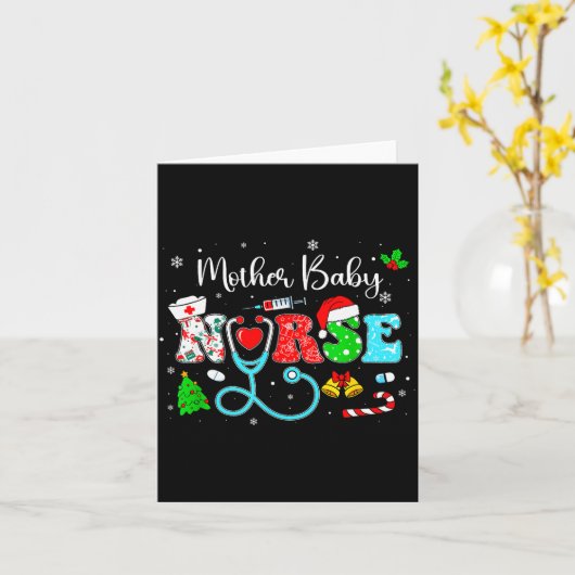 Groovy Mother Baby Nurse Christmas Matching Xmas N Kaart (Gele Bloem)