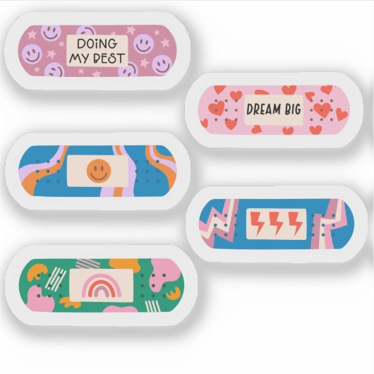 Groovy Motivatie pleister – Retro Healing Vibes Sticker (Voorkant)