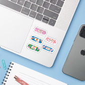 Groovy Motivatie pleister – Retro Healing Vibes Sticker (Laptop met iPhone)