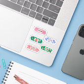 Groovy Motivatie pleister – Retro Healing Vibes Sticker (Laptop met iPhone)