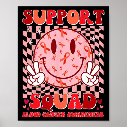 Groovy Motivational Support Squad Bloedkanker Bewu Poster (Voorkant)