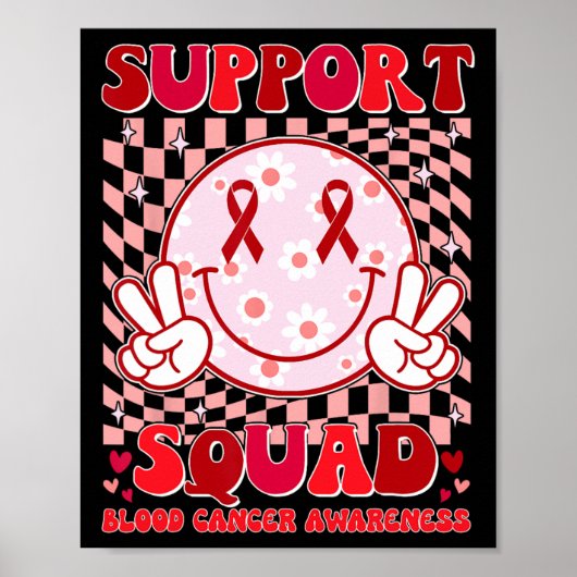 Groovy Motivational Support Team Bloedkanker Awa Poster (Voorkant)