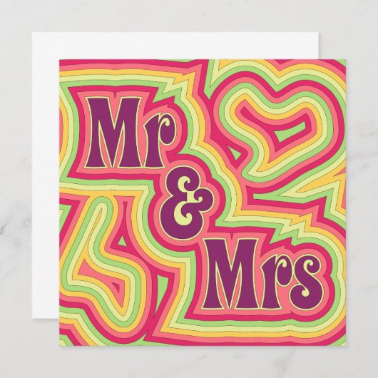 Groovy Mr & Mrs Uitnodiging/Aankondiging Kaart (Voorkant / Achterkant)