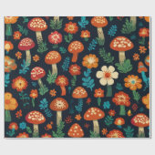 Groovy Mushroom & Flower Pattern Cadeaupapier (Vlak)