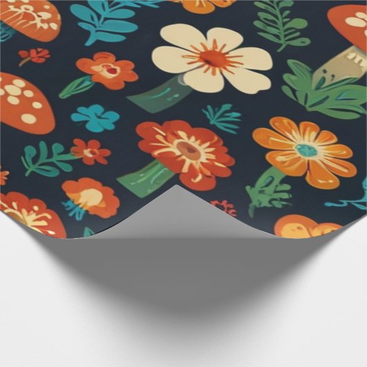 Groovy Mushroom & Flower Pattern Cadeaupapier (Hoek)