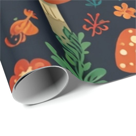 Groovy Mushroom & Flower Pattern Cadeaupapier (Rol Hoek)