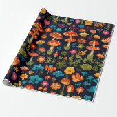 Groovy Mushroom & Flower Pattern Cadeaupapier (Uitgerold)