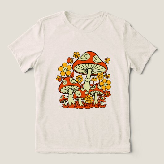 Groovy Mushroom Garden Delight Tri-Blend Shirt (Design voorkant)