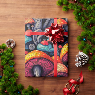 Groovy Mushroom Retro Wrapping Paper Cadeaupapier